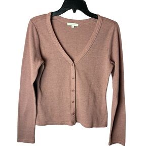 Z Supply Cardi Amber Thermal Waffle Knit Long Sleeve Top V-Neck